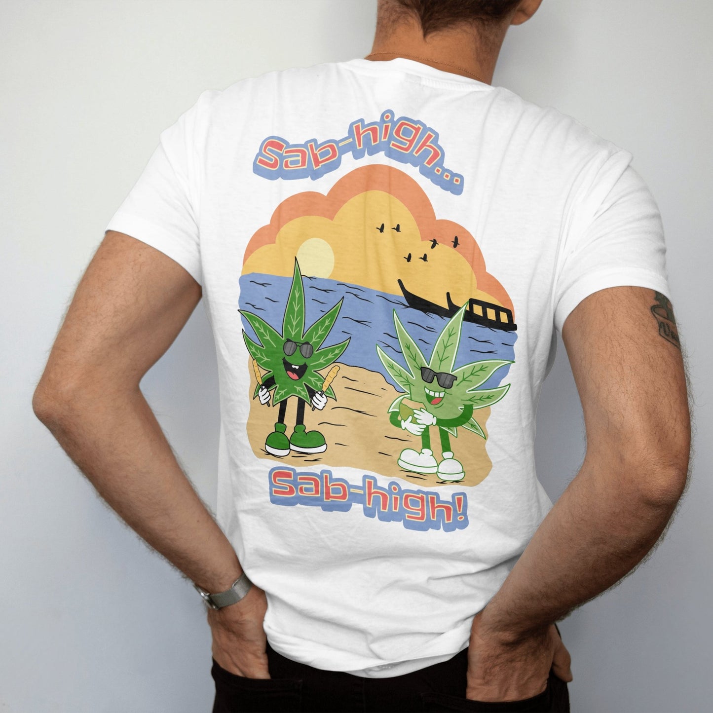 White Back Printed T Shirts - back | HIGH Season T-Shirt | Munchy Merchy