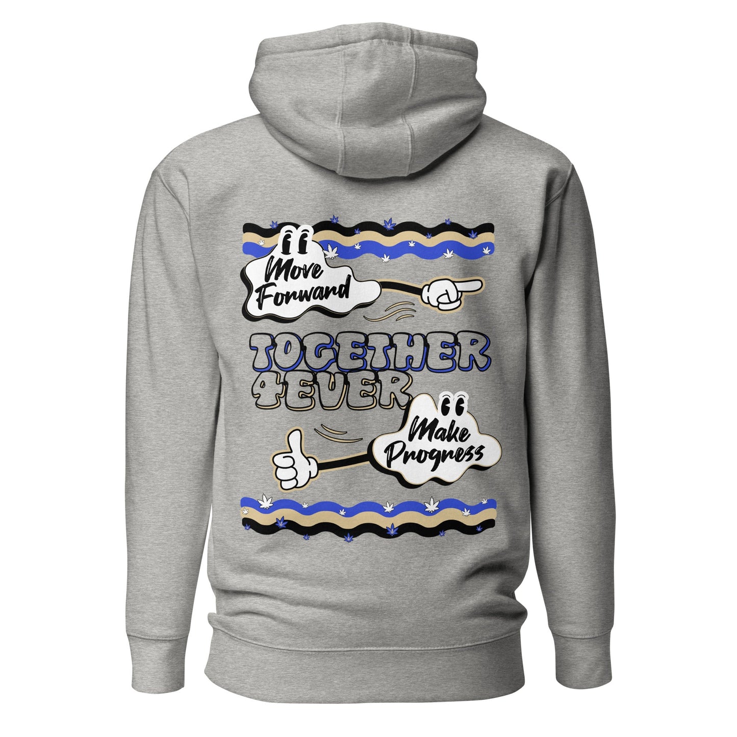 Grey long sleeve hooded sweatshirt - back detail | Together 4 Ever Unisex Hoodie | Munchy Merchy