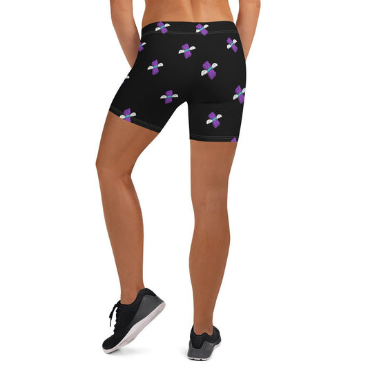 Woman wearing cannabis apparel shorts, Lightweight Shorts Womens, Munchy Merchy