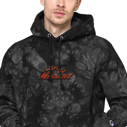 Man wearing black tie-dye cannabis hoodie, Tie Dye Hooded Sweatshirt, Munchy Merchy