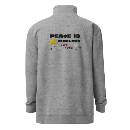 Grey men's fleece pullover - back, Munchy Merchy