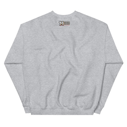 Grey graphic crewneck sweatshirt - back, Munchy Merchy