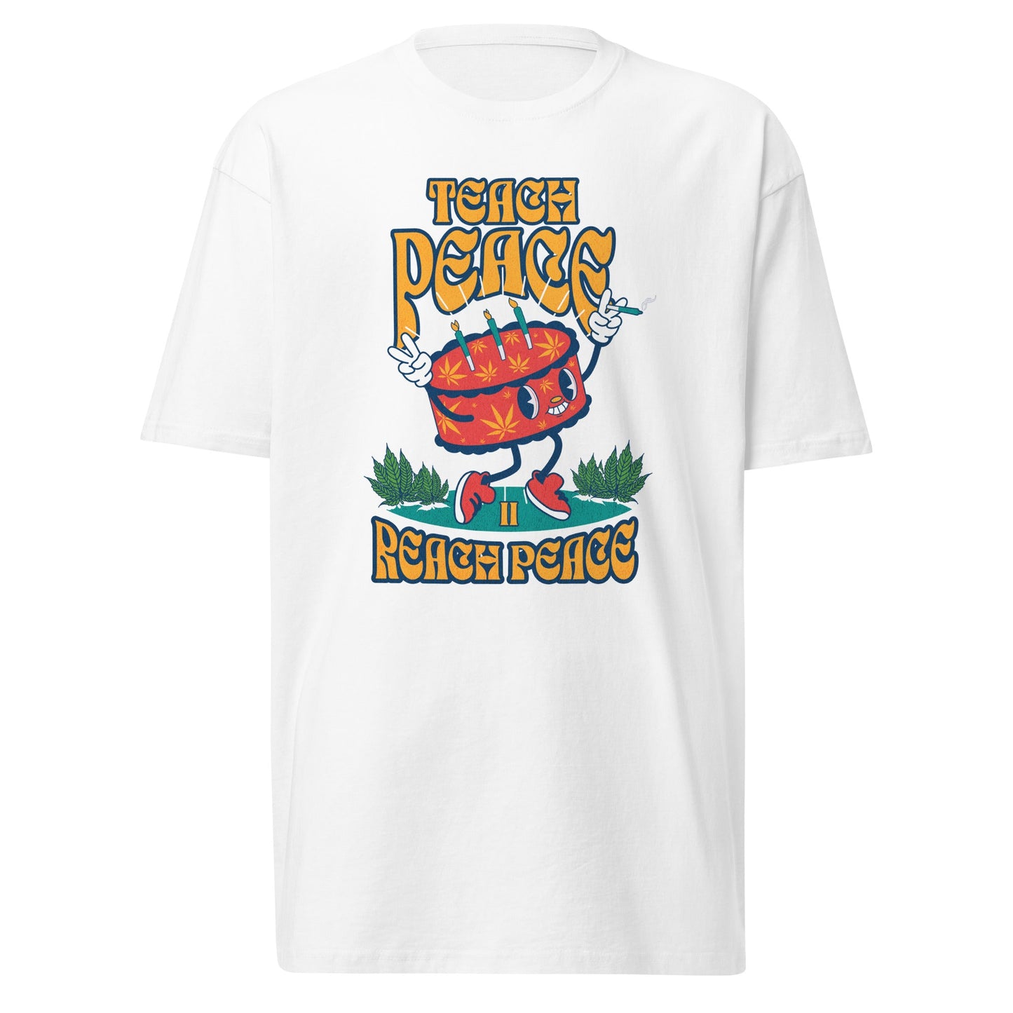 White Crew Neck T Shirt Mens | Reach Peace T-Shirt | Munchy Merchy