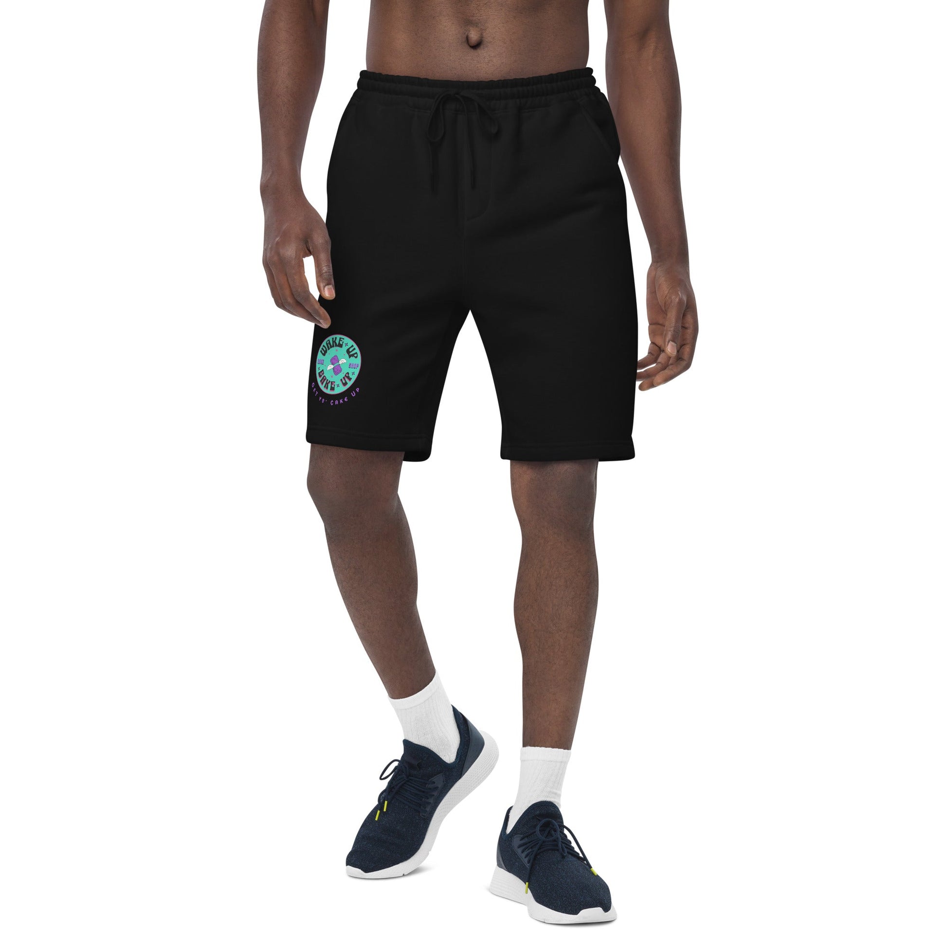 Man wearing black stoner outfits shorts front, Cotton Gym Shorts With Pockets, Munchy Merchy